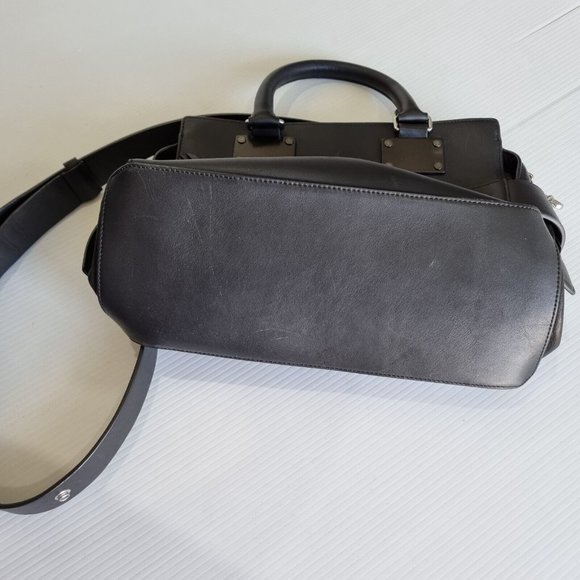 Rag & Bone Pilot Satchel Black Lamb Leather Crossbody Shoulder Bag - Picture 5 of 14